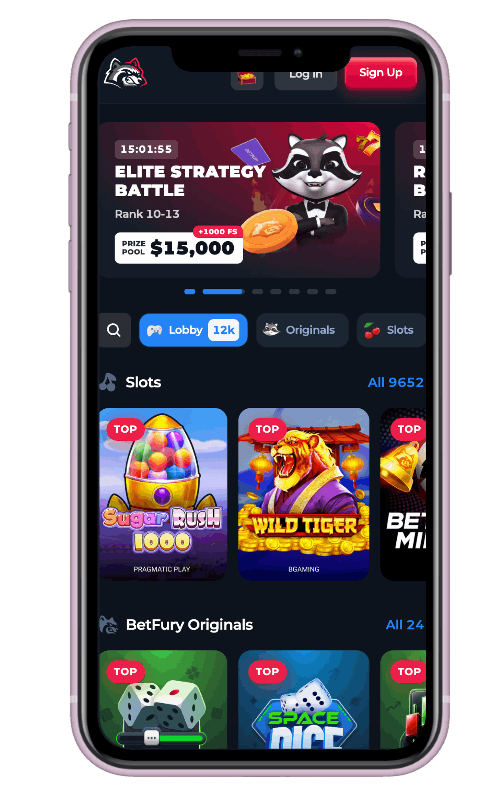 BetFury app - casino games lobby