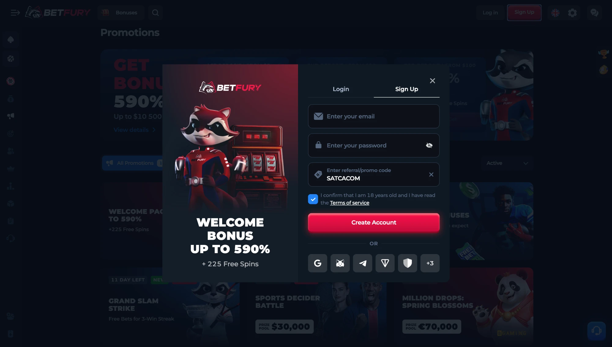 Registro en BetFury