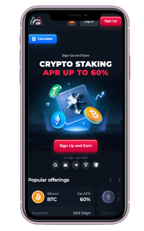 BetFury app - crypto staking screen
