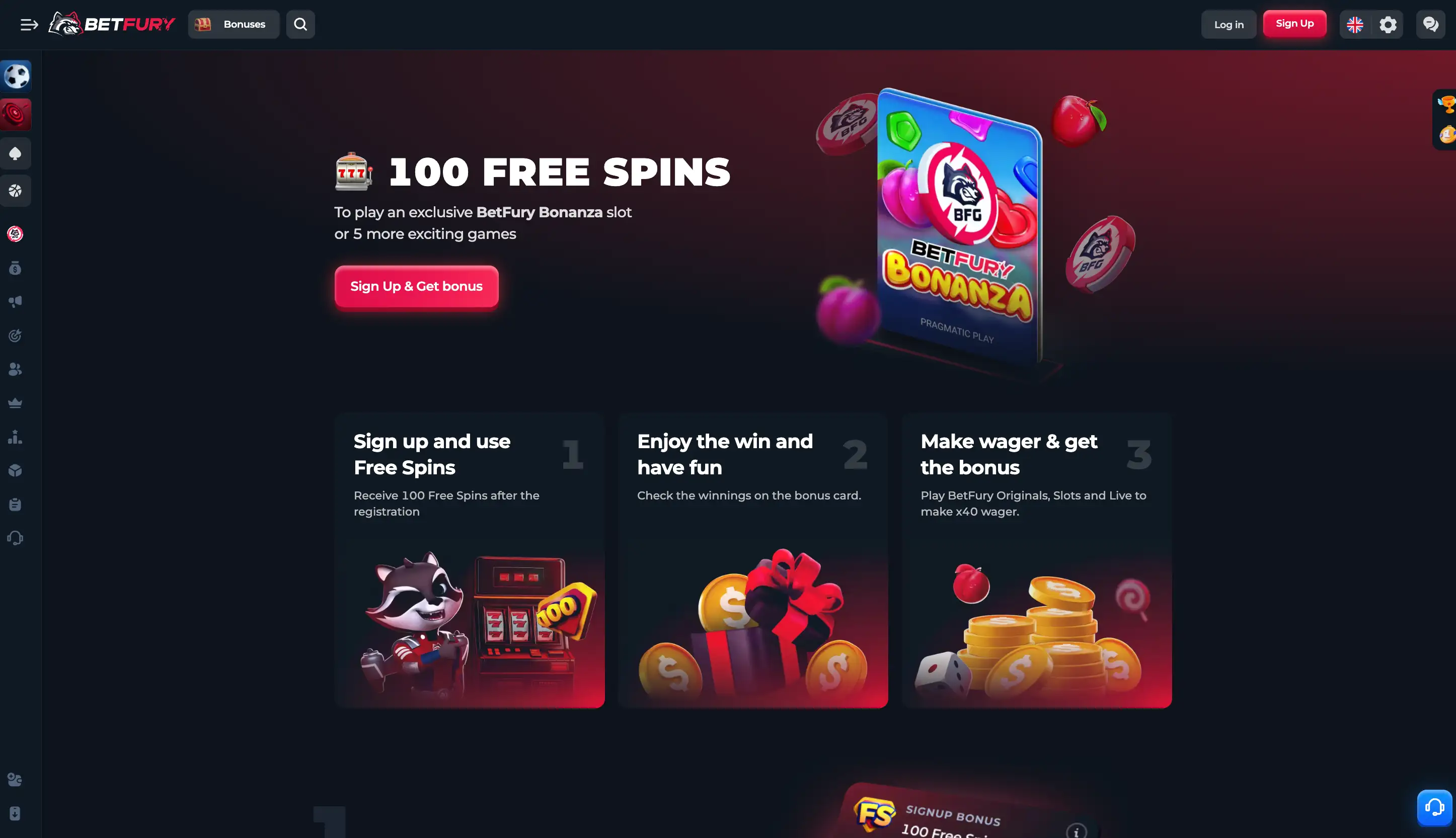 BetFury No Deposit Bonus - 100 Free Spins